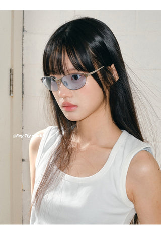 blue cat-eye sunglasses