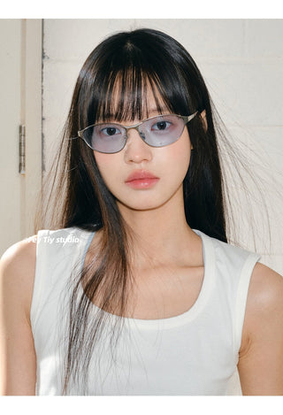 blue cat-eye sunglasses