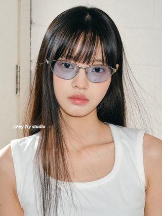 blue cat-eye sunglasses