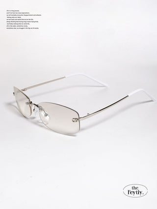 rimless blue sunglasses
