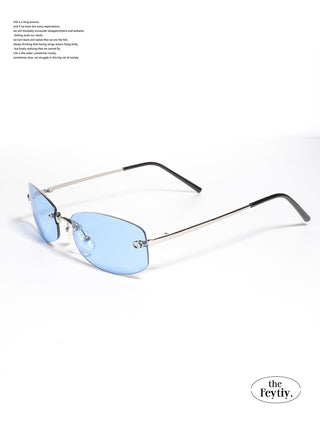 rimless blue sunglasses