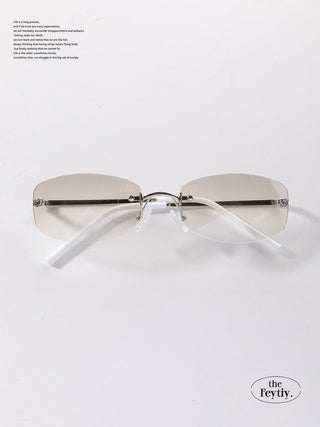rimless blue sunglasses