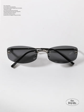 rimless blue sunglasses
