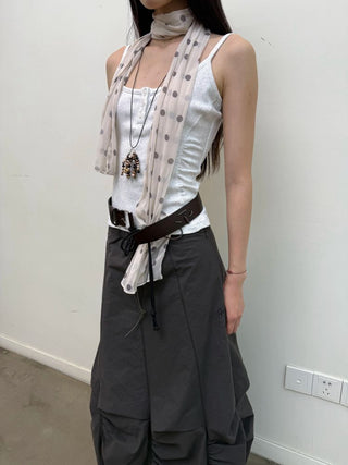 [NeverSeez] Ribbed Button-Front Cami Top