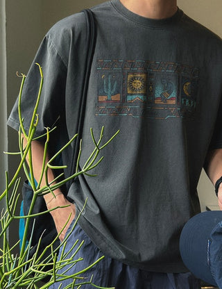 Ethnic Inca Print Short Sleeve T-shirt (3 colors) (Cream scheduled to arrive on September 10 (Thu))