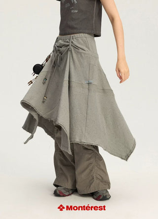 [Monterest] A-Line Patchwork Sweat Skirt