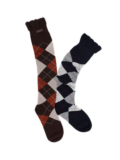 [Moromoro2] Argyle Lace Mid-calf Socks