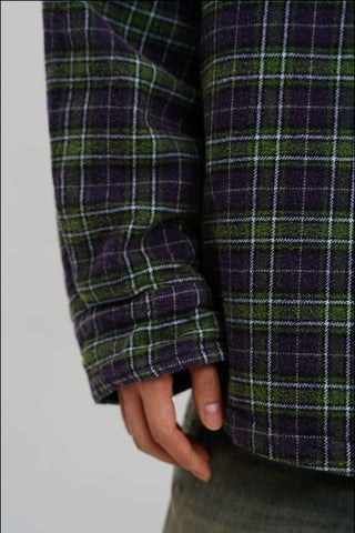 [MASONPRINCE] Faded Plaid Padded Hooded Shirt Jacket