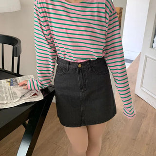 denim mini skirt