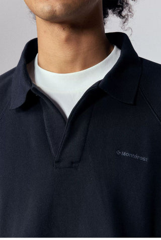 [Monterest] Relaxed Fit Polo Collar Knit Sweatshirt