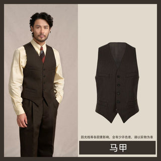 [CULTUM] 1930s Wool Blend Twill 4-Pocket Vest