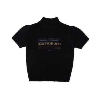 [Moromoro2] Alpaca Blend Logo Embroidered Mock Neck  Knit