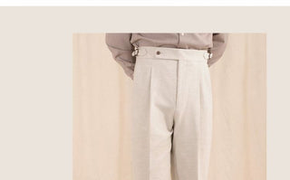 [CULTUM] Herringbone Brushed Pleated Trousers