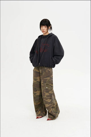 [MASONPRINCE] Boxy-Fit Hooded Zip-Up Cardigan