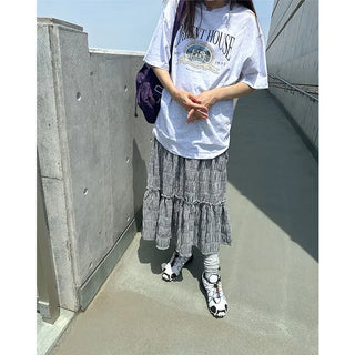 Checked cantan skirt