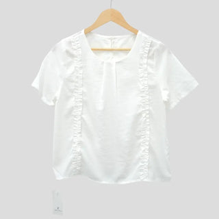 Frill-lined round neck blouse