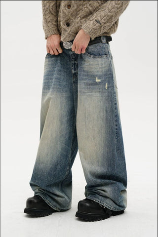 [MASONPRINCE] Snow Washed Wide Leg Denim Pants