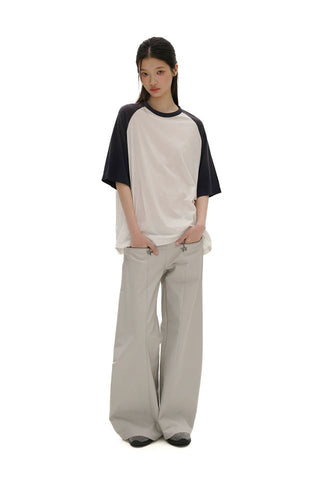 [moromoro2] Ultra Thin Contrast Raglan Sleeve  T-Shirt