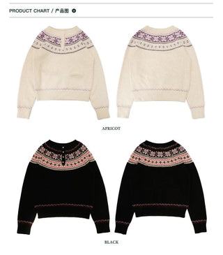 [Moromoro2] Pearl Snowflake Fair Isle Knit  Sweater