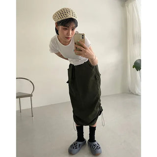 Nylon cargo skirt