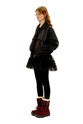 [Moromoro2] Plaid Fur-Lined Platform Snow  Boots
