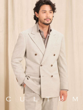 [CULTUM] Herringbone Double Breasted Suit