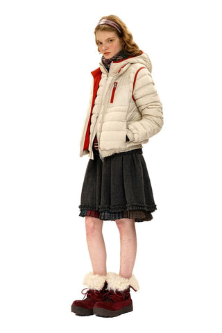 [Moromoro2] Plaid Fur-Lined Platform Snow  Boots