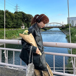 Oversized leather jacket