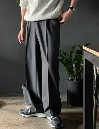 Label One-Pleat Banded Slacks (3 colors)