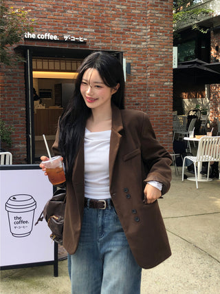 Suede button jacket