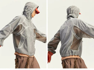 [Monterest] Washed 4-Way Stretch Mesh Hooded Jacket
