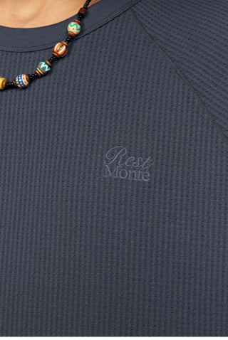 [Monterest] Waffle Knit Drop Shoulder Long Sleeve Tee
