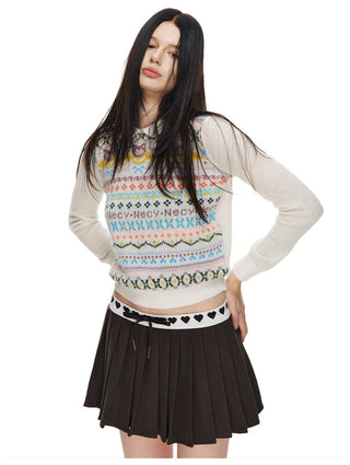 [NECY] Love Waistband Pleated Mini Skirt (2color)