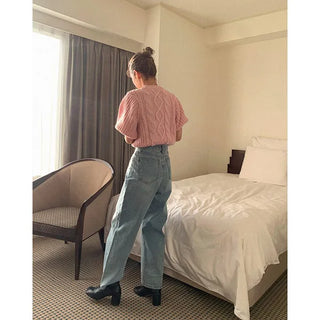 Wide denim pants