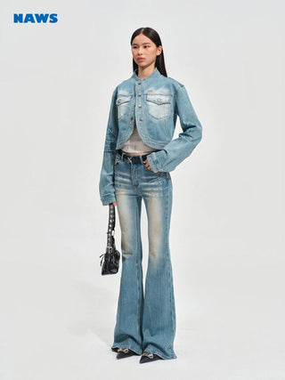 [NOTAWEAR] High-Waist Washed Slim Flare  Jeans