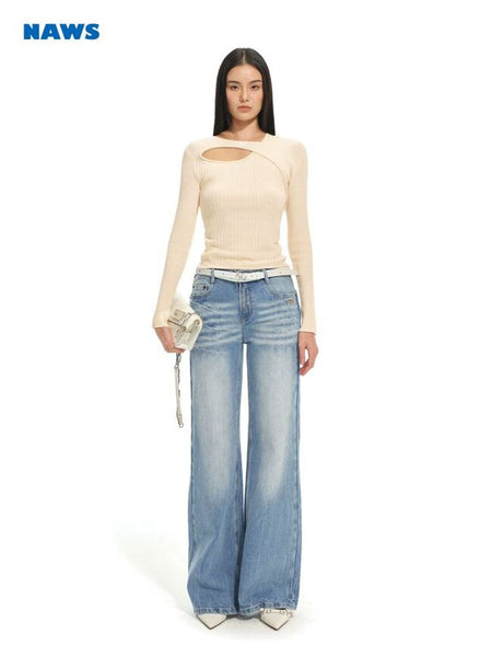 [NOTAWEAR] Cutout Ribbed Knit Top