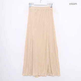 Pleated banded long skirt