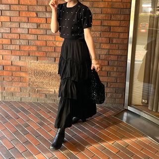 Can-can frill long skirt