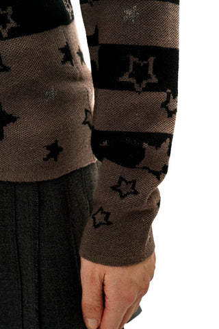 [Moromoro2] Star Striped Rhinestone Knit  Top