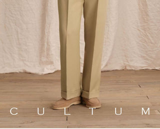 [CULTUM] Double Pleat Straight Leg Trousers