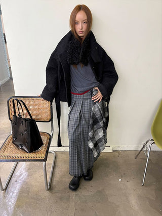 [NeverSeez] High-neck Color-block Knit Sweater