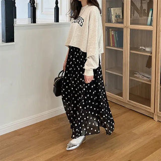 Polka dot chiffon skirt