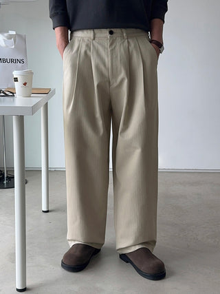 Getty Herringbone Double-Pleat Half-Band Pants