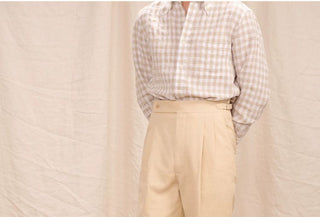[CULTUM] Linen Cotton Blend Double Pleat Trousers