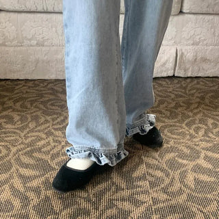 Frill detail denim pants