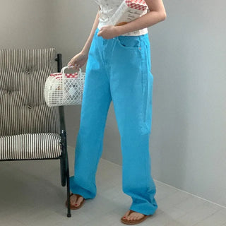 Point Color Wide Washing Pants