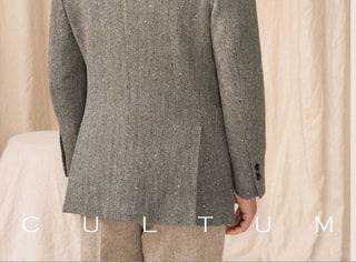 [CULTUM] Wool Blend Herringbone Blazer