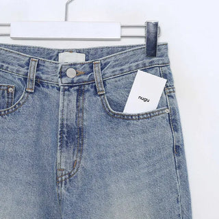 Washed denim pants