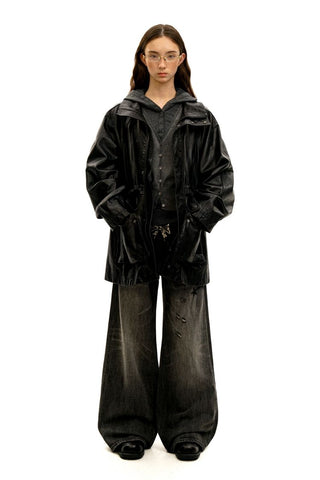 [Moromoro2] Star Plaid Patchwork Wide Leg  Jeans