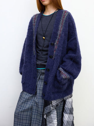 [NeverSeez] Two-Tone Jacquard Knit Cardigan